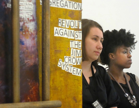 Two young women from the 2011 Student Freedom Ride during a program at the Freedom rides Museum